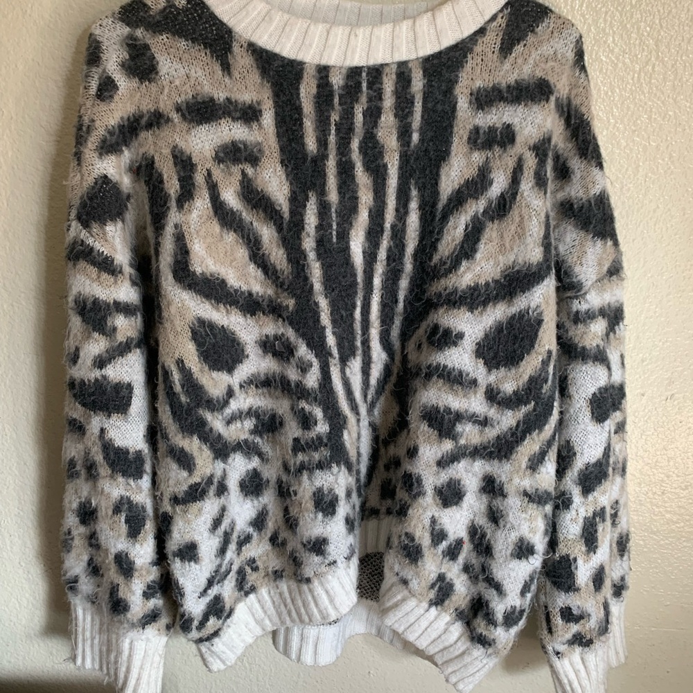 Express animal print oversized sweater.